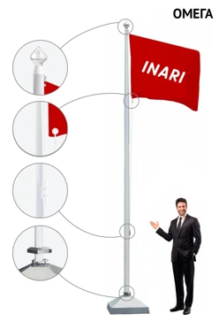 Купить флагшток из стекловолокна с открытым механизмом 8 м
