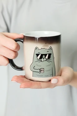 Купить кружку-хамелеон с печатью "Cat boss"
