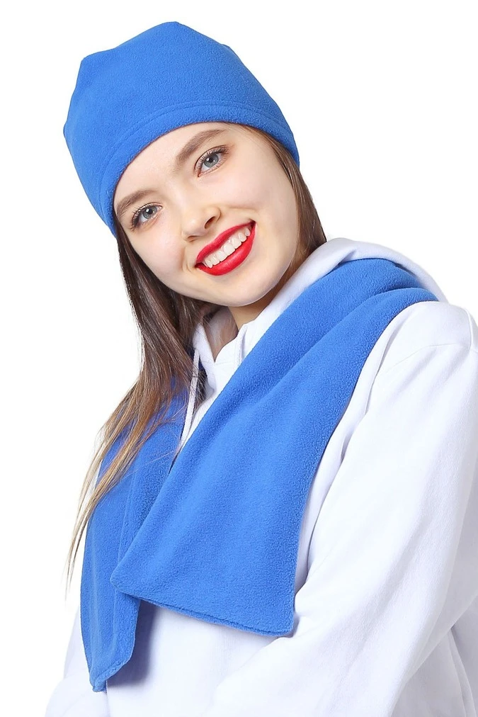 Купить шапку флисовую взрослую синюю (однослойная)