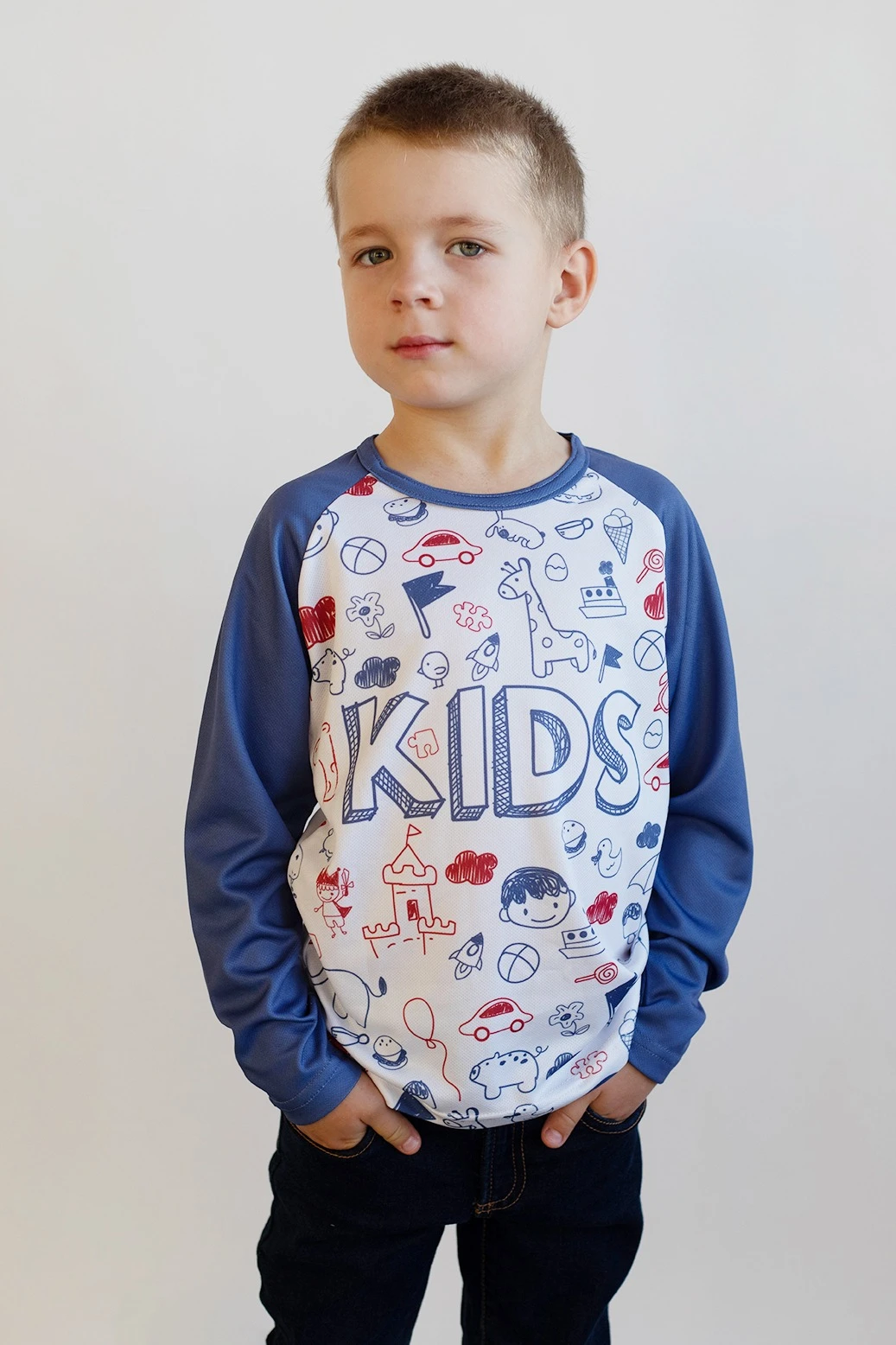 Лонгслив Спэйс Плюс детский из примы с полной запечаткой "Kids"#3