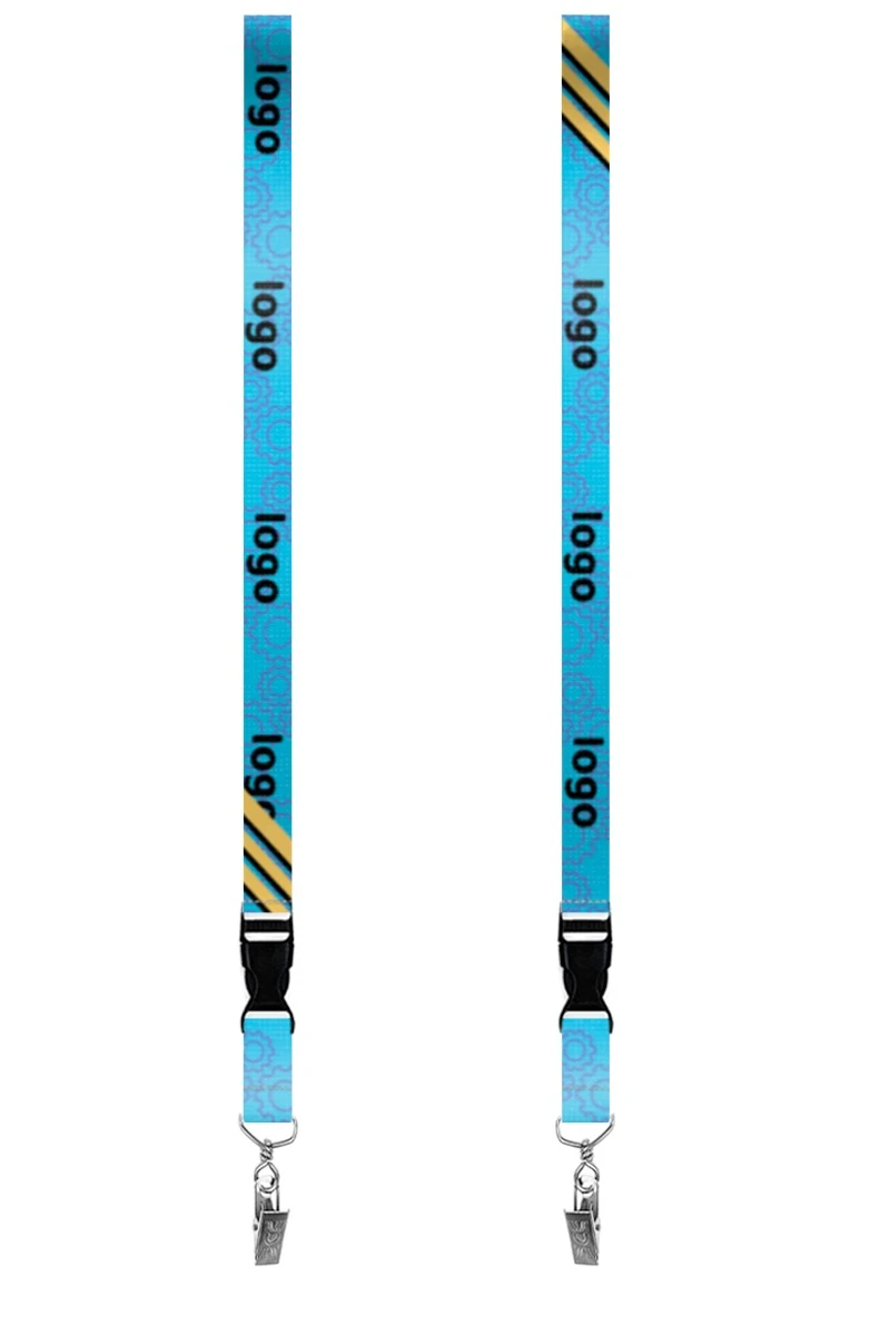 Купить ленту для бейджа блекаут ширина 2 см, с клипсой и трезубцем, с печатью "Logo 3"