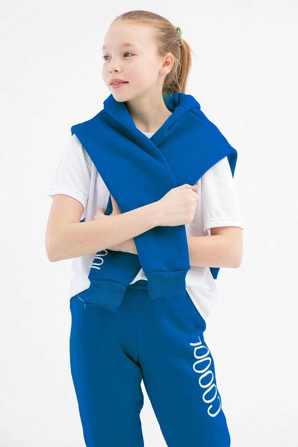 Купить спортивный костюм Кидс из футера детский, однотонный синий