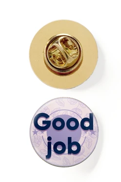 Значок заливной Круг диаметр 15 мм, с принтом "Good job"#2
