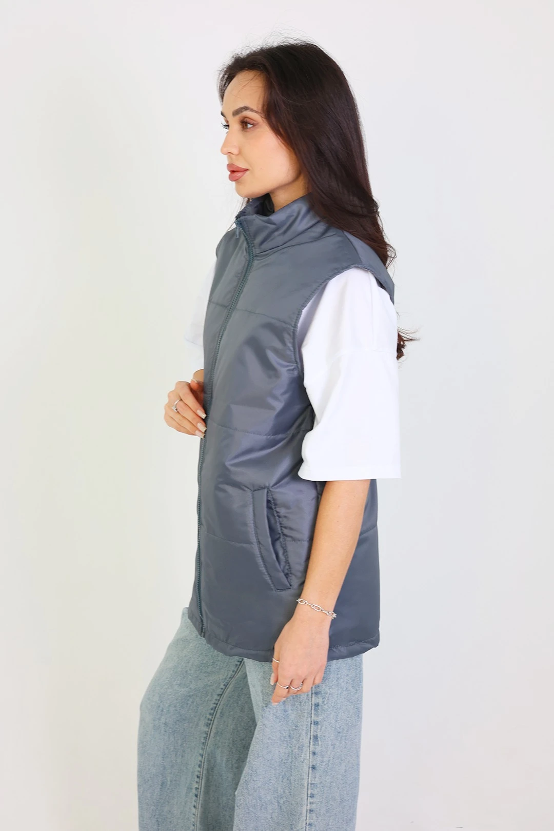 Жилет Оливер унисекс, однотонный темно-серый#1