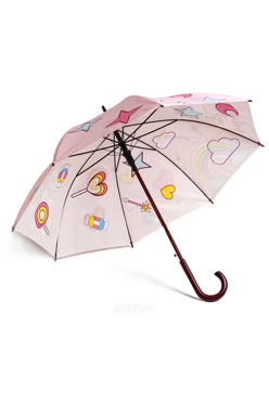 Купить зонт-трость Мэри с деревянной ручкой двухслойный, с полной запечаткой (без совмещения) "Magical"