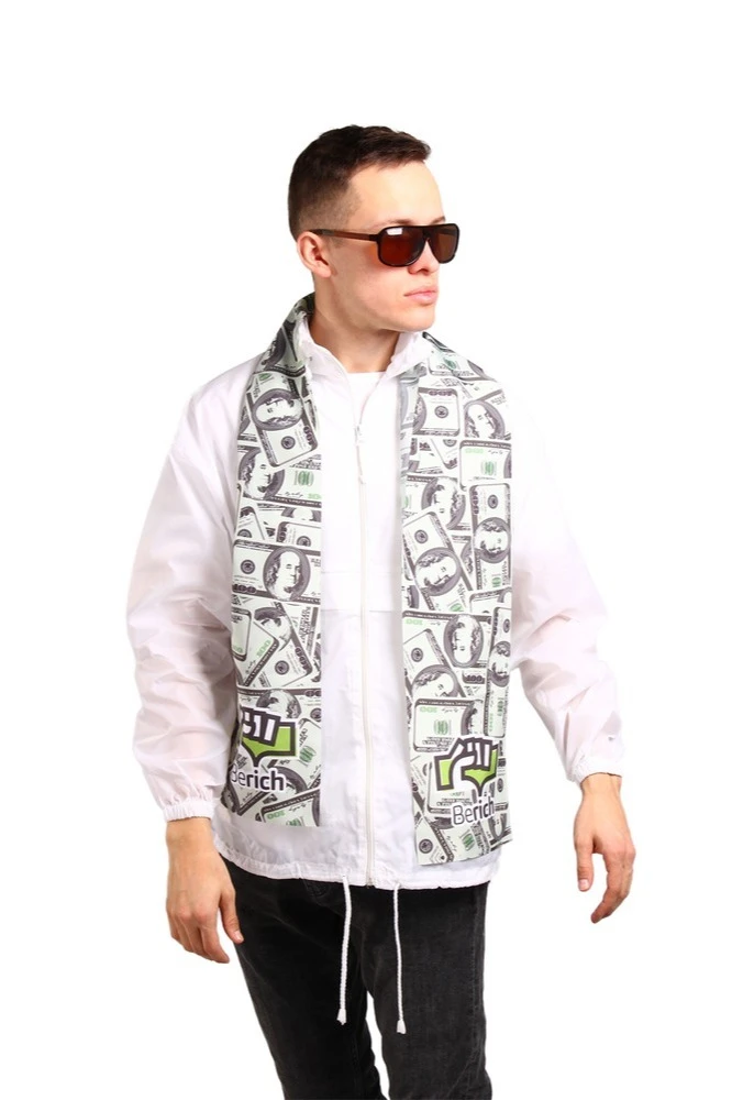 Шарф однослойный легкий 15х120 см, с полной запечаткой "Berich"#1