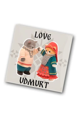 Купить значок заливной Квадрат 25х25 мм, с принтом "Love Udmurt"