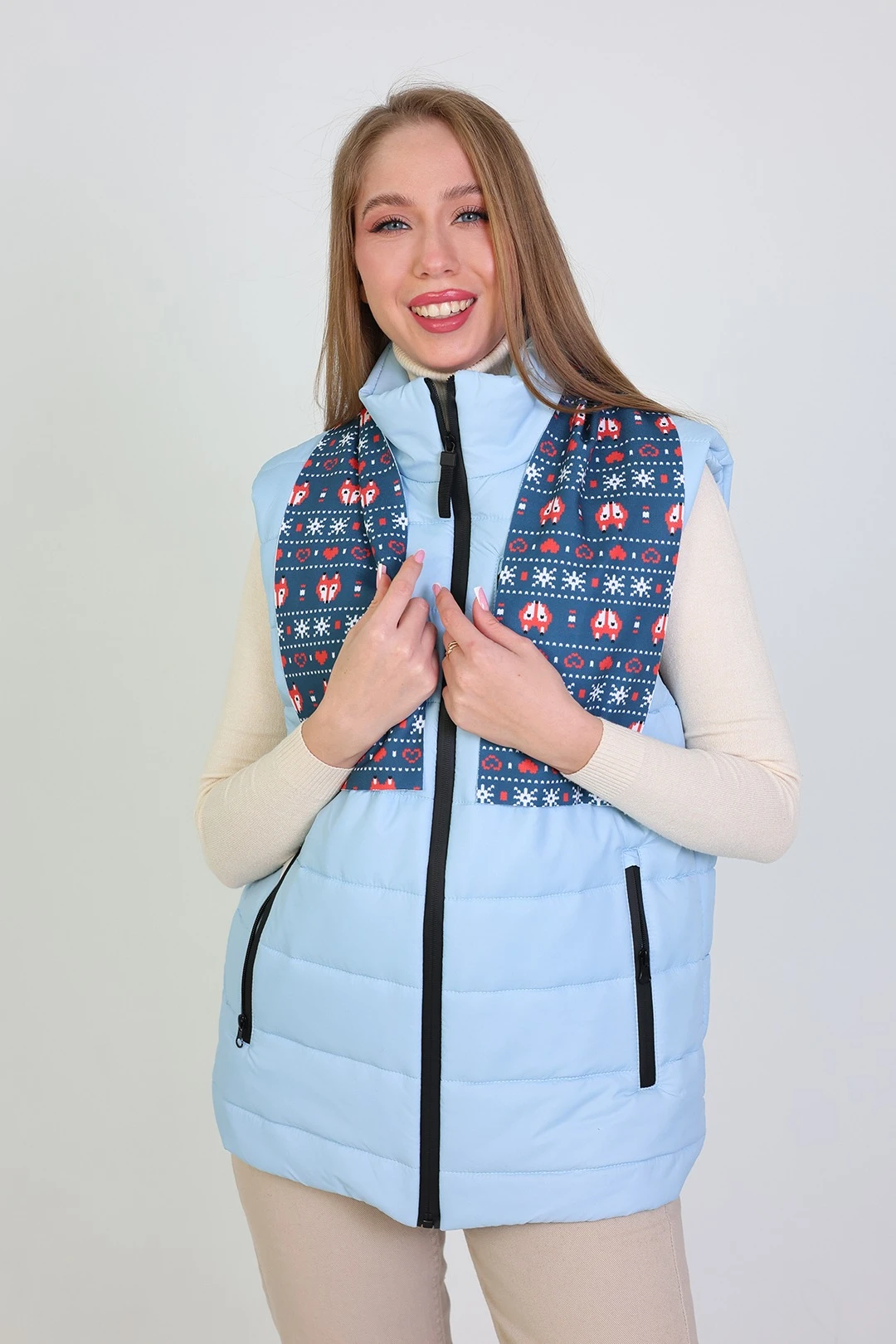 Шарф однослойный утепленный 15х100 см, с полной запечаткой#1