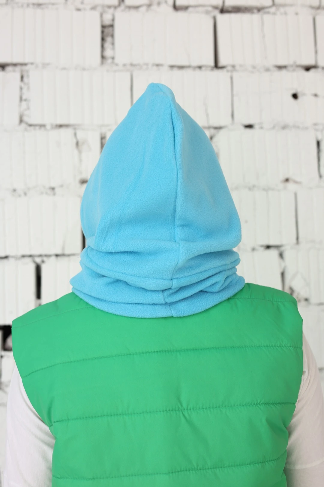 Капор Рейс флисовый взрослый, однотонный голубой#3