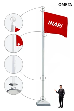 Купить флагшток из стекловолокна с открытым механизмом 12 м