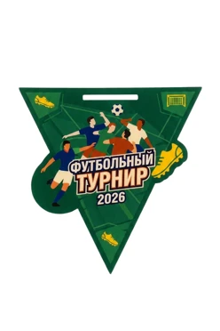 Купить медаль из акрила АС8004 Треугольник 80 мм с печатью "Football tournament"