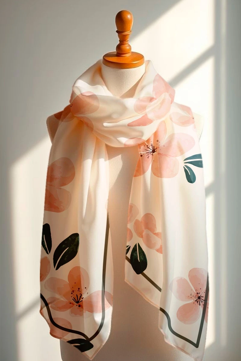 Купить платок Шанель 100х100 см, с полной запечаткой "Summer mood"