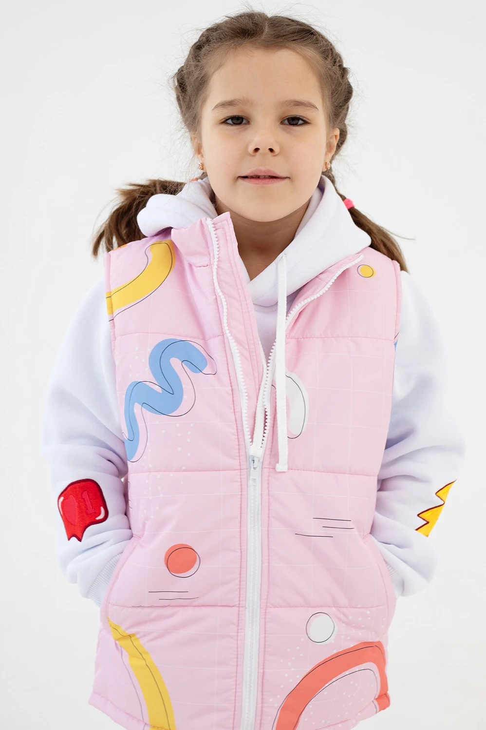 Жилет Портер на синтепоне со стежкой детский, с полной запечаткой "Funs fructs"#2