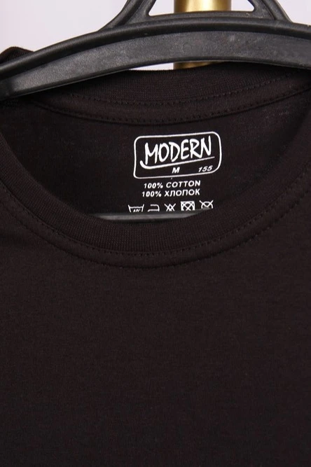 Футболка Премиум унисекс (Modern) однотонная черная (хлопок)#5