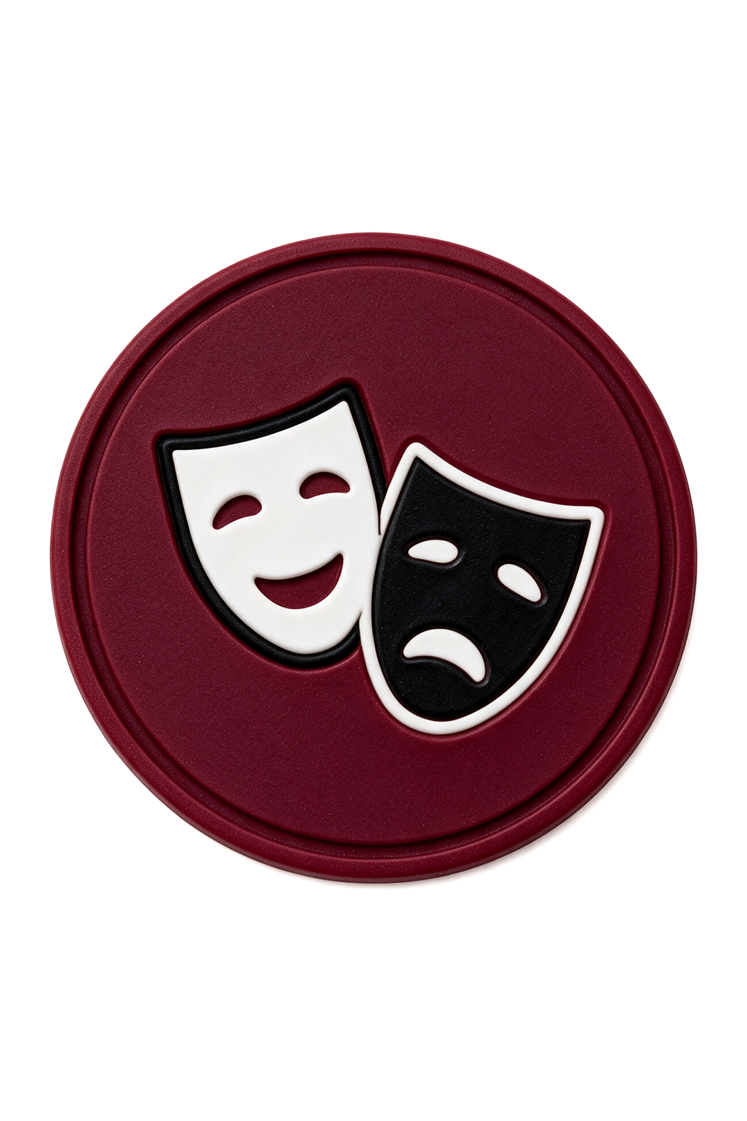 Купить шеврон ПВХ круглый рельефный 7,5х7,5 см "Theatre masks"