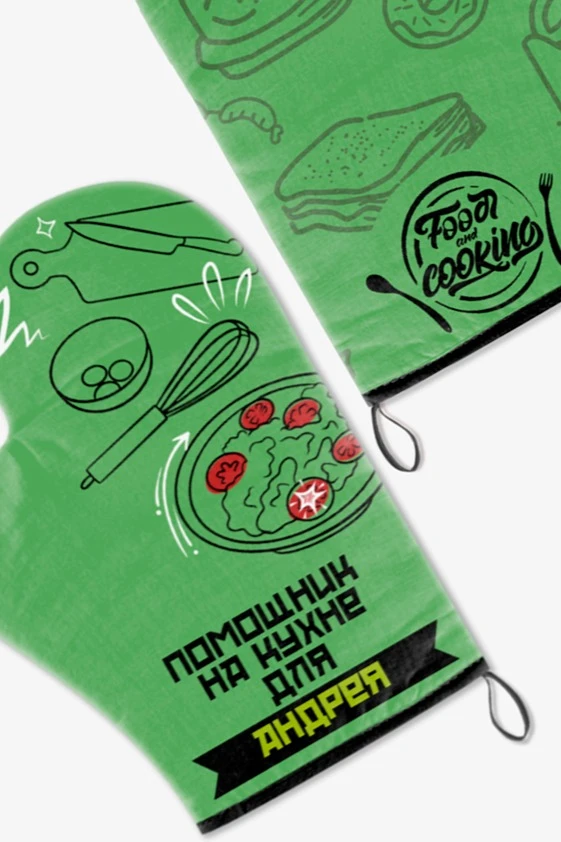 Прихватка Рукавица двухсторонняя с полной запечаткой "Food and Cooking"#1