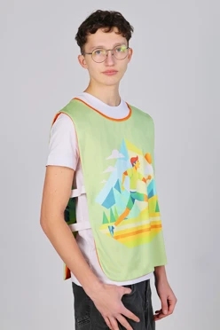 Купить манишку Юнив  40х60 см из сетки, с полной запечаткой "Go"