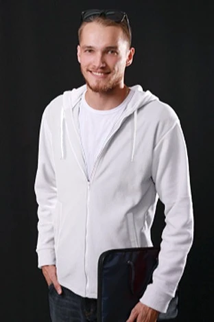 Купить белую толстовку Харисон с капюшоном унисекс