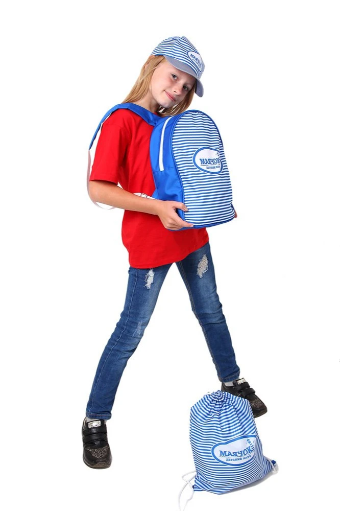 Бейсболка Стандарт детская с полной запечаткой синяя полоска (полиэстер) "Beacon"#3