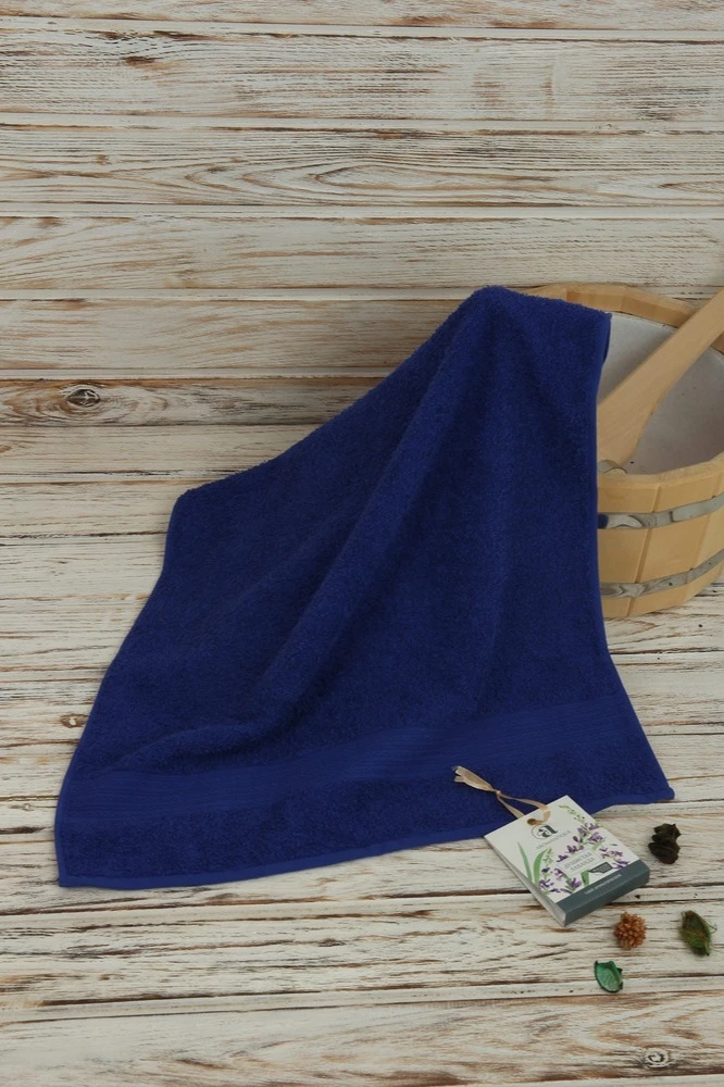 Полотенце махровое 50х90 см (Ituma), однотонное тёмно-синее#2