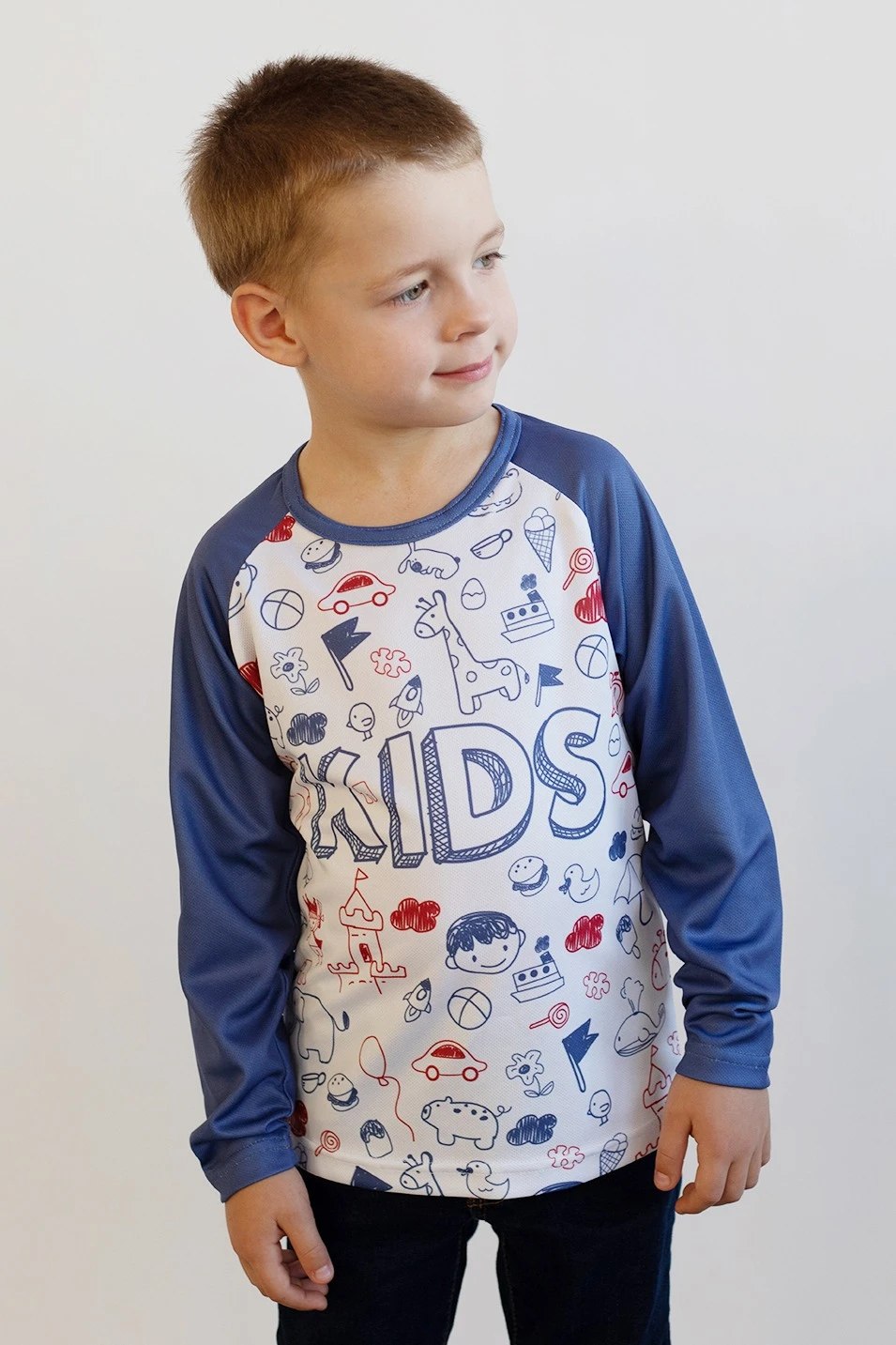 Купить лонгслив Спэйс Плюс детский с полной запечаткой "Kids"