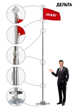 Купить Флагшток из нержавеющей стали с открытым механизмом 4 м