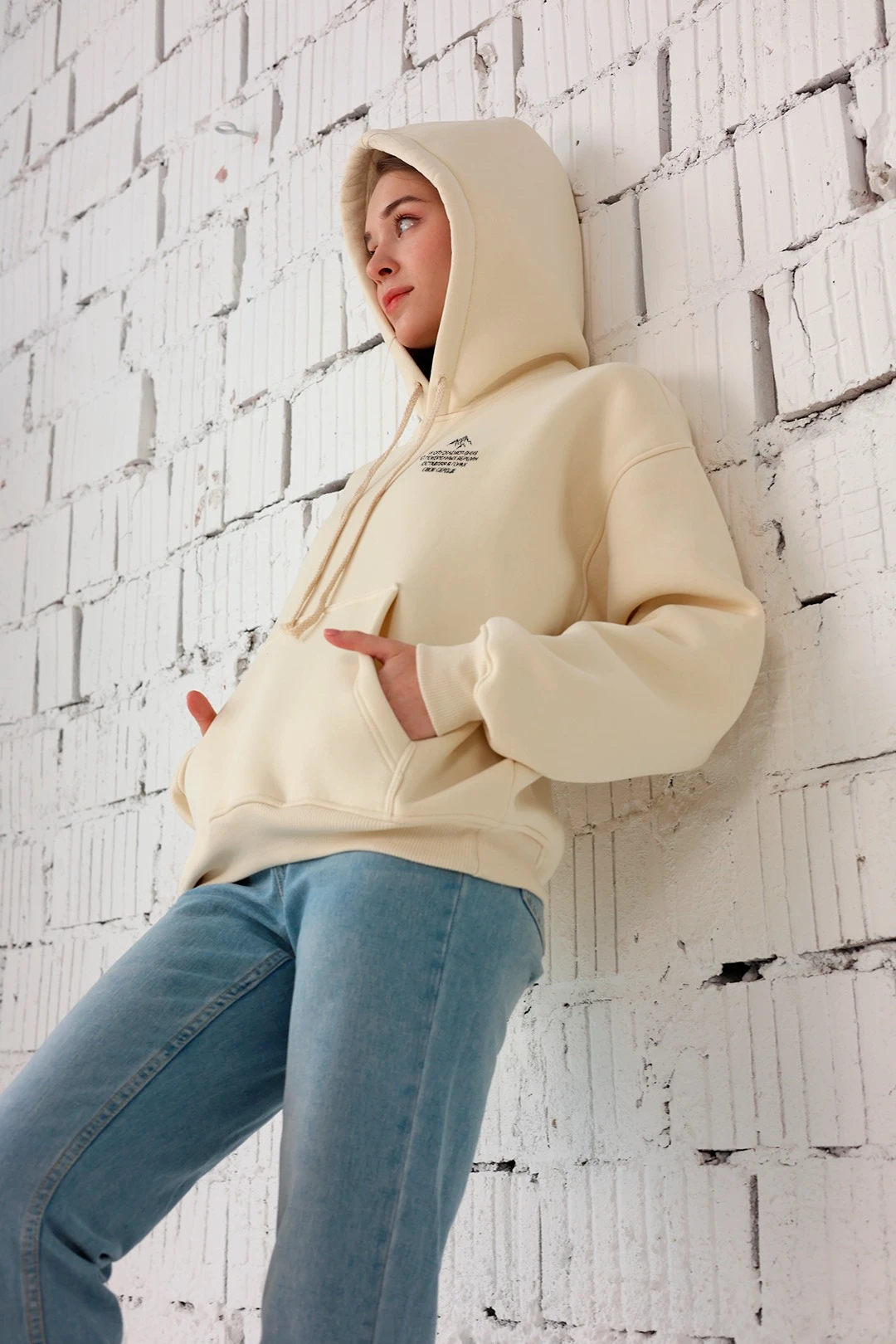 Худи Данте из футера оверсайз женская, однотонная#5