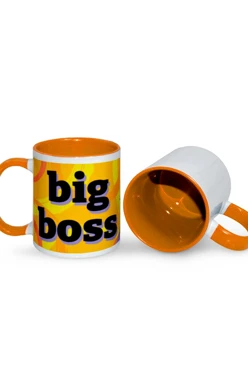 Кружка цветная внутри с цветной ручкой, с принтом "Big boss"#1