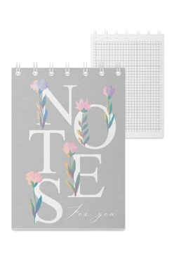 Купить блокнот фирменный А7 на пружине (40 листов) с принтом "Notes" Купить блокнот фирменный А7 на пружине (40 листов) с принтом "Notes"