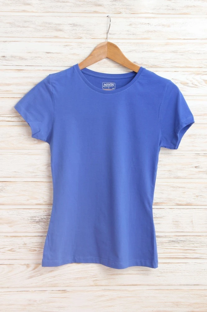 Футболка Премиум женская (Modern) однотонная синяя (хлопок)#2