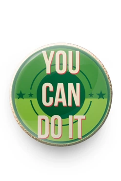Купить значок заливной Круг диаметр 17 мм, с принтом "You can do it"