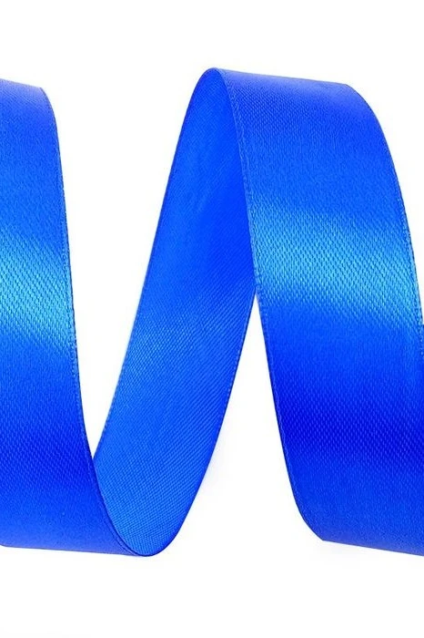 Лента сатин ширина 5 см, однотонная синяя#1