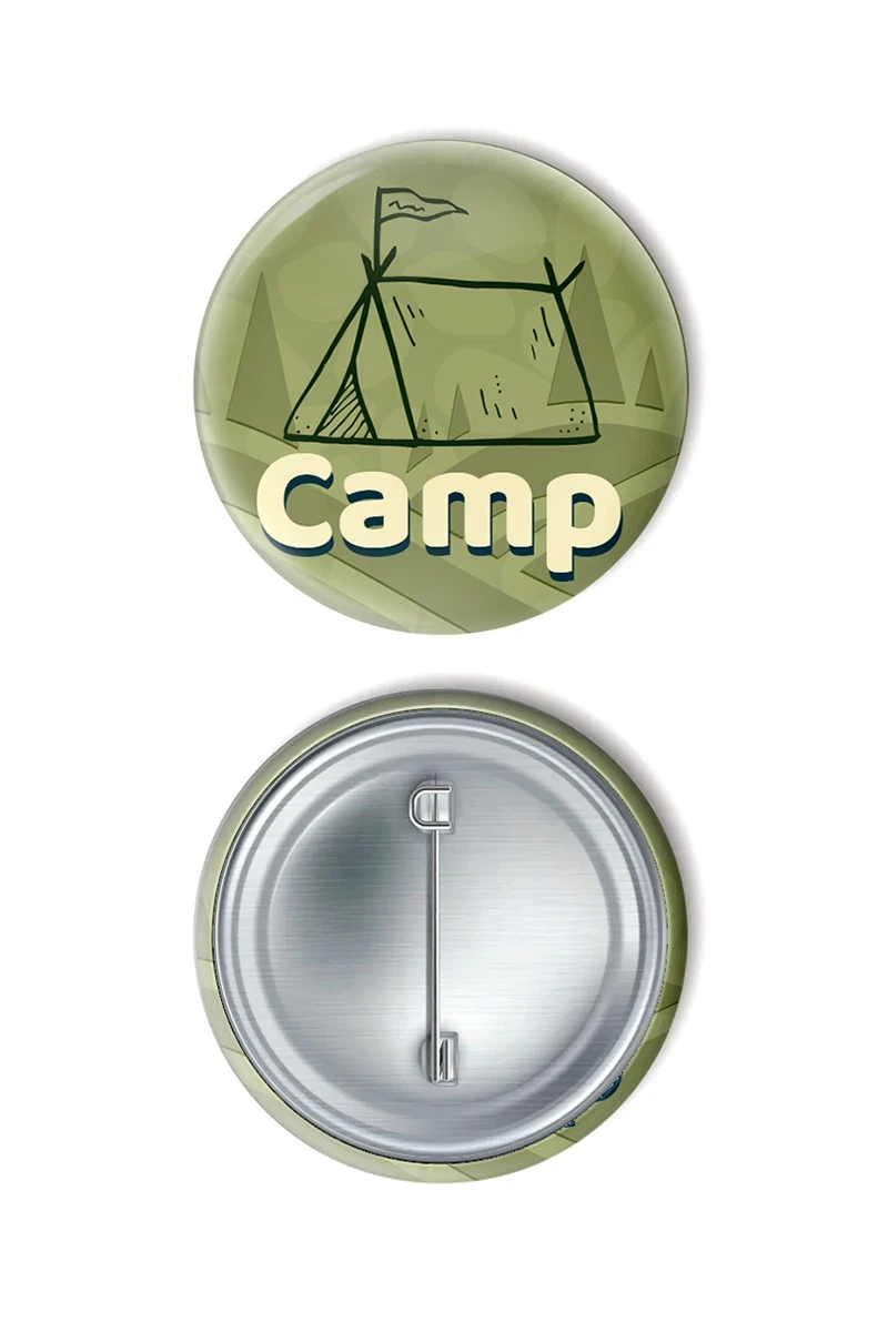 Значок закатной диаметр 37 мм, с принтом "Camp"#1