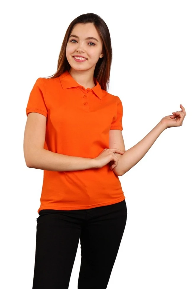 Поло Престиж женская (Modern) однотонная оранжевая (хлопок)#1