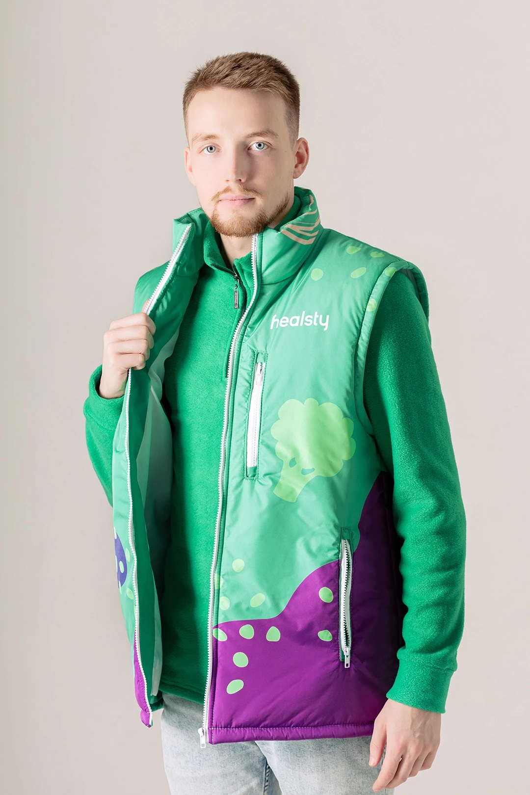 Куртка-жилет Фрост без капюшона на синтепоне унисекс, с полной запечаткой#5 Куртка-жилет Фрост без капюшона на синтепоне унисекс, с полной запечаткой#5