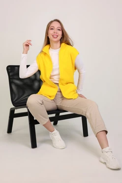 Жилет Браво флисовый без капюшона унисекс, однотонный желтый#1