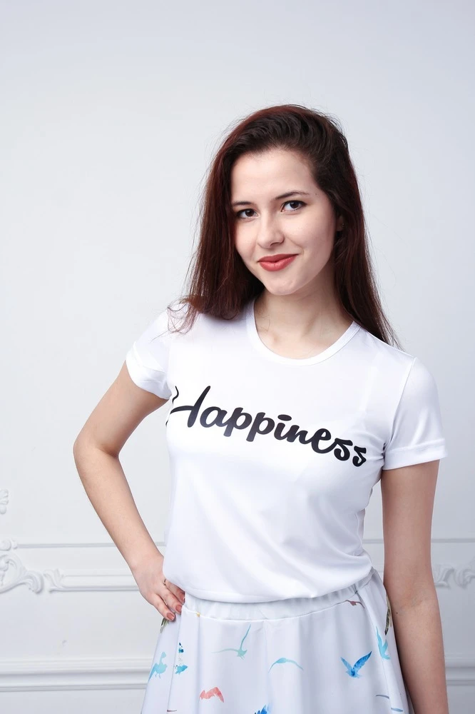 Футболка Астер из примы женская однотонная "Happiness"#2