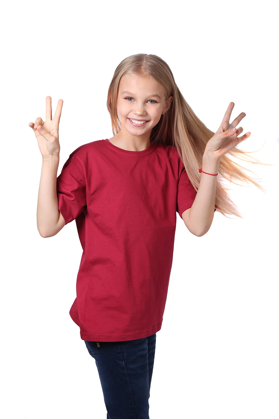 Футболка Премиум детская (Modern) однотонная бордовая (хлопок)#3