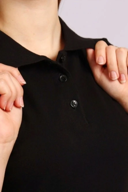 Поло Престиж женская (Modern) однотонная чёрная (хлопок)#9