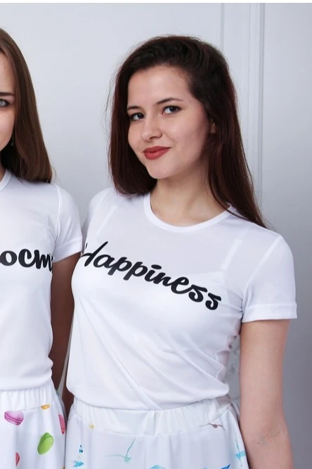 Футболка Астер из примы женская однотонная "Happiness"#4