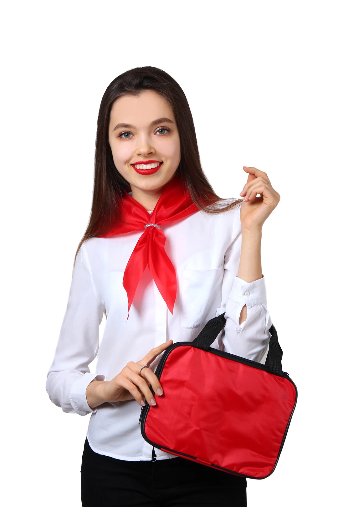 Косынка Лолла из шелка расцвечивания 60х60х90 см, однотонная красная#1