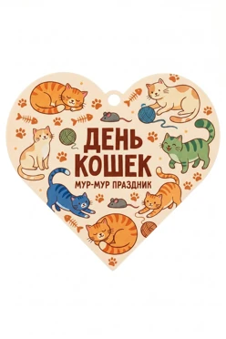 Купить медаль из акрила АК8035 Сердце 80 мм с печатью "Cat Day" Купить медаль из акрила АК8035 Сердце 80 мм с печатью "Cat Day"
