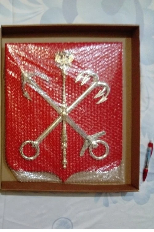 Герб Санкт-Петербурга 40х48 см, барельеф, щит МДФ, металлонапыление#5