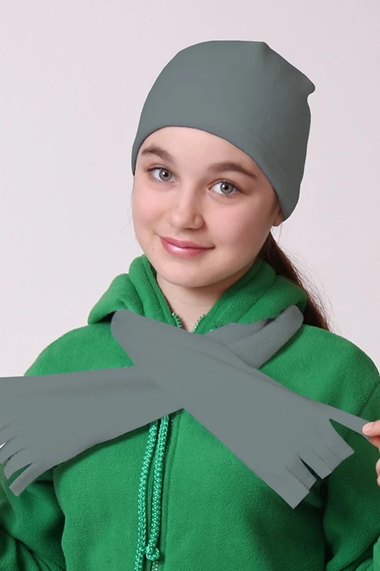 Купить шапку флисовую детскую серую Вайт