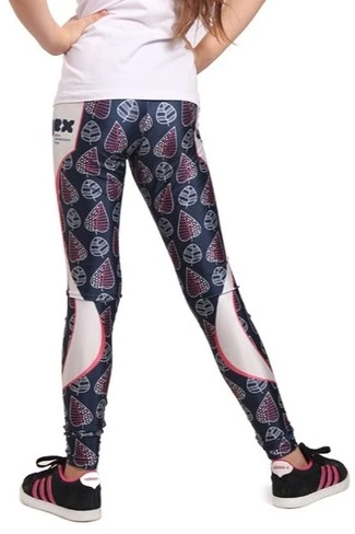 Легинсы детские с узким поясом с принтом "Leaves"