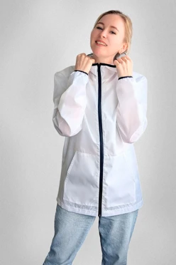 Купить ветровку УЦЕНКА с капюшоном унисекс, однотонную белую