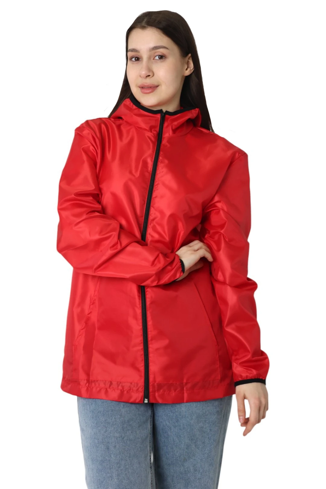 Ветровка Арчи унисекс, однотонная красная#1