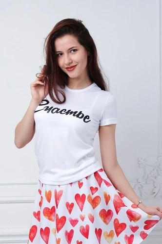 Футболка Астер из примы женская, однотонная "Happiness"#1