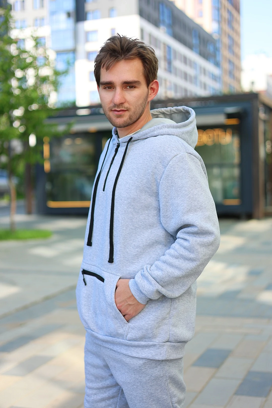 Худи Кензи из футера унисекс, однотонная#2