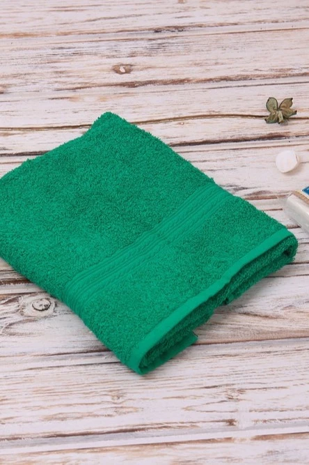 Полотенце махровое 40х70 см (Ituma), однотонное ярко-зелёное#2